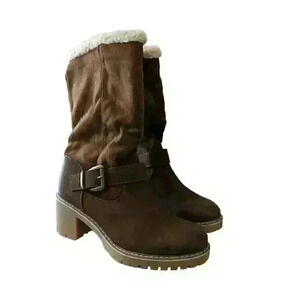 Katliu Women's Warm Chunky mid Heel Winter Ankle Boots Size 7